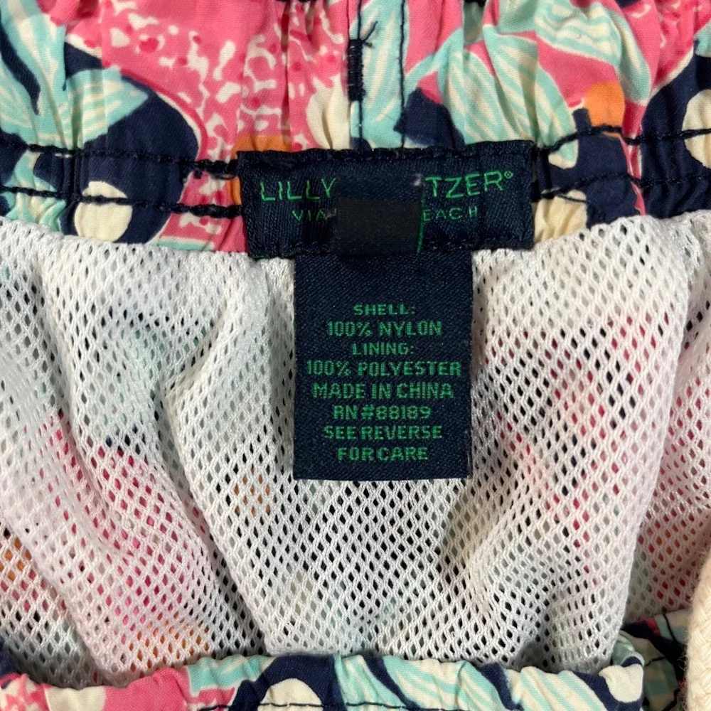 Lilly Pulitzer Mens XL Swim Trunks Pink Blue Crab Starfish Tropical Board Shorts